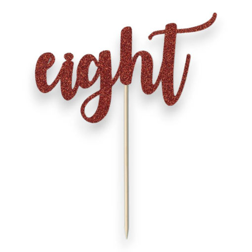 Picture of EIGHT CAKE TOPPER RED GLITTER